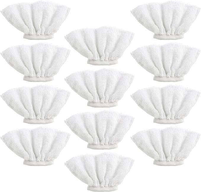 12 Pack Handheld Steam Cleaner Pads Replacement Bissell Steam Shot, Dupray, Comforday, PurSteam, Wagner, Spraytech, McCulloch Handheld Steam Cleaner Fabric Attachment, Universal Washable Steam Mop