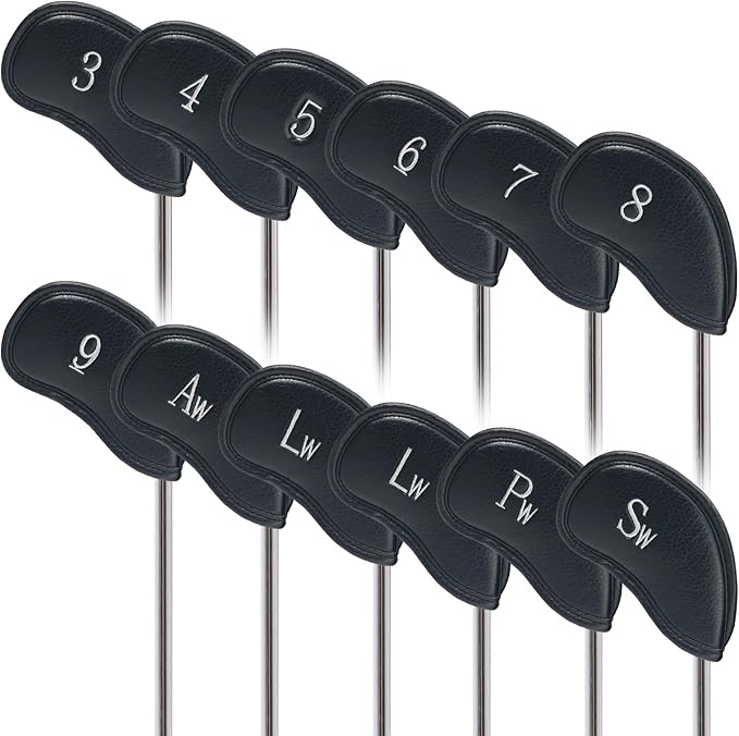 CRAFTSMAN GOLF 12pcs or 1pc Thick Synthetic Leather Golf Iron Head Covers Set Headcover Fit All Brands Callaway Ping Taylormade Cobra Etc. Also Custom Name