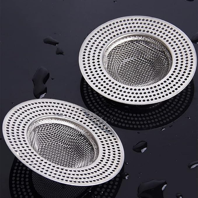 2pcs Heavy Duty Stainless Steel Slop Basket Filter Trap,3.54" Top / 1.65" Mesh Metal Sink Strainer,Perfect for Kitchen Sink/Bathroom Bathtub Wash Basin Floor Drain Balcony Drain Hole,Utility