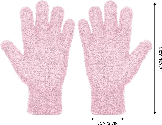 Patelai 2 Pairs Microfiber Gloves for plants Dusting Cleaning Glove Mittens House Cars Blinds Dusting(Pink, Rose Red, Large)