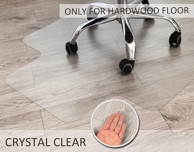 Office Chair Mat for Hardwood Floor, 48”x 30” Vinyl Desk Chair Mat Clear Floor Protector Mat for Rolling Chair Office & Home, Easy Glide and Flat Without Curling