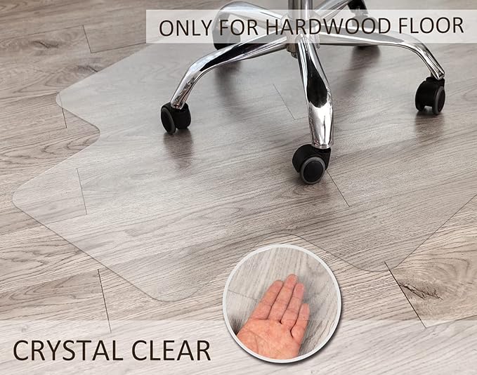 Office Chair Mat for Hardwood Floor, 48”x 36” Clear Floor Protector Mat for Office Chair, Vinyl Desk Chair Mat for Hard Floors, Easy Glide for Chairs
