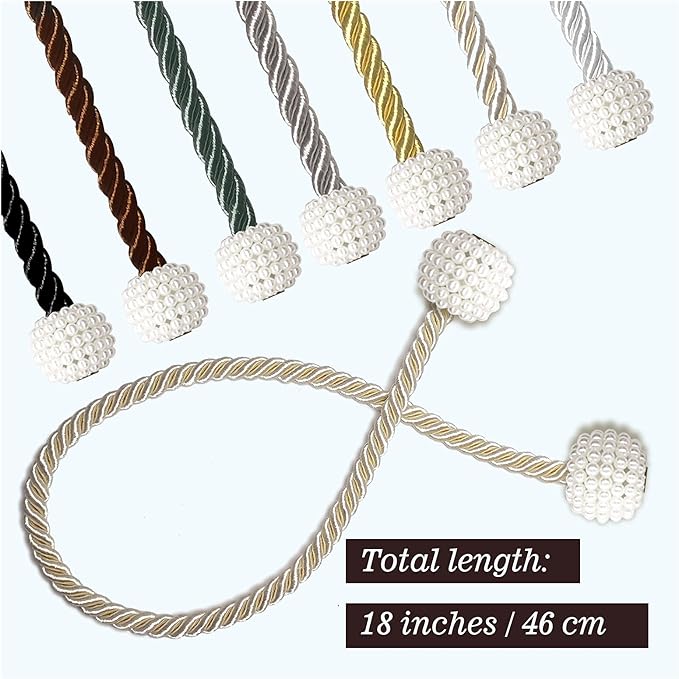 Hion Magnetic Curtain Tiebacks Black 2pcs, Curtain Tiebacks Buckles Holdbacks Holders Hooks Clip for Home Bedroom Office Decorative Curtain