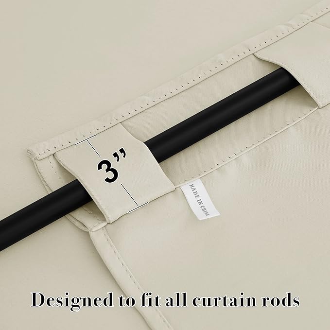 RYB HOME Blackout Curtains & Drapes - Light Block Thermal Insulated Privacy Window Covering for Bedroom Living Room Office, W 42 x L 54 inch, Beige, 2 Panels