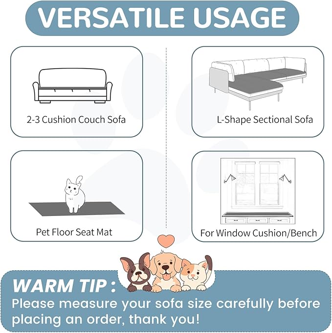 OTOB Couch Covers for 3 Cushion Sofa Pet Friendly, Plush Fuzzy Non Slip Sofa Covers Washable, Soft All Seasons Sofa Slipcovers Furniture Protector Dog Bed Mat (Dark Gray, 27.6" x 82.7")