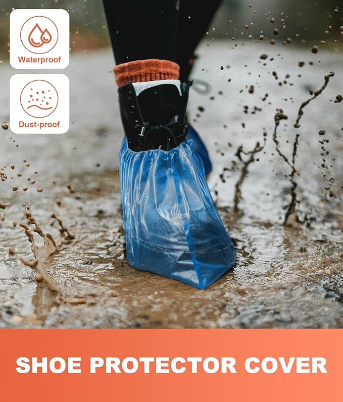Shoe Covers Disposable – 140 Pack (70 Pairs), Roll-Pack CPE Boot Covers, Waterproof, Stretchable, Fits Up to Men’s 10 / Women’s 12, Ideal for Indoor & Outdoor Use, Easy Storage – Blue
