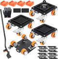 Furniture Movers with 4 Wheels,Heavy Duty Furniture Lift Mover Tool Set with 2000 lbs Load Capacity, Easy Sliders Dolly with Removable Side Guards&Brake, for Moving Appliance,Sofa etc