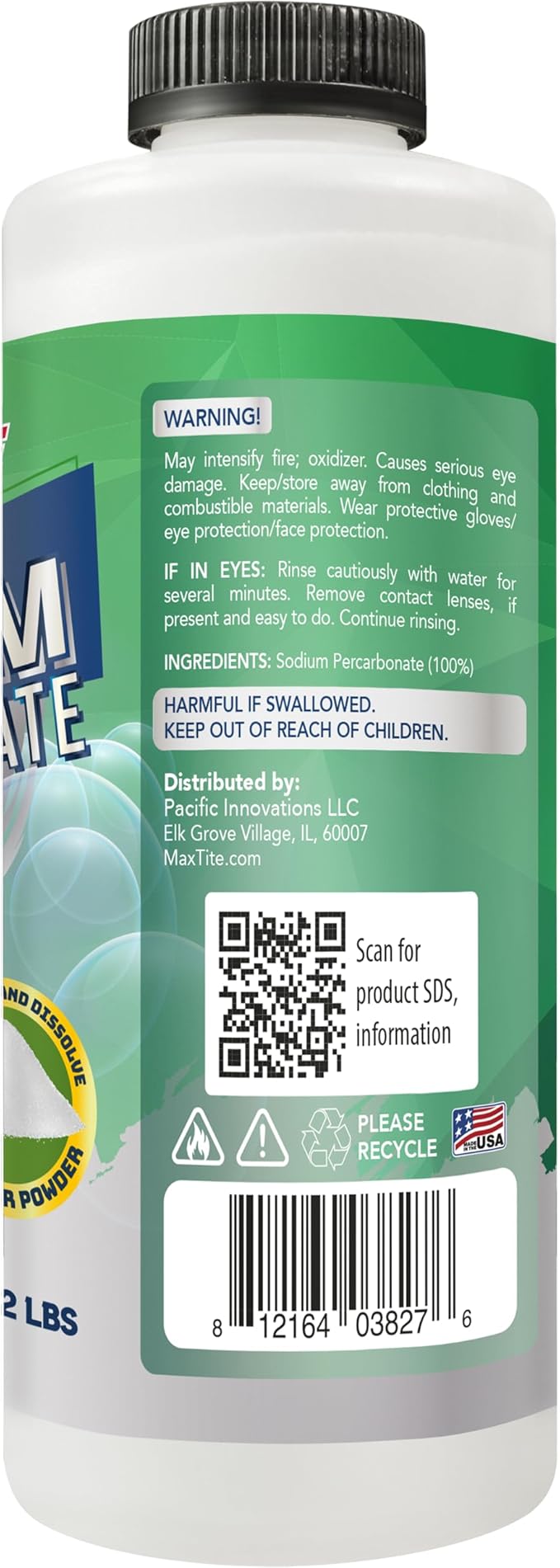 Sodium Percarbonate (4 lbs total, 2 pack of 2 lbs) - Versatile Biodegradable Scent-Free Cleaner for Home, Laundry, and Decking - Pure Oxygen Bleach - Convenient Container with Scoop