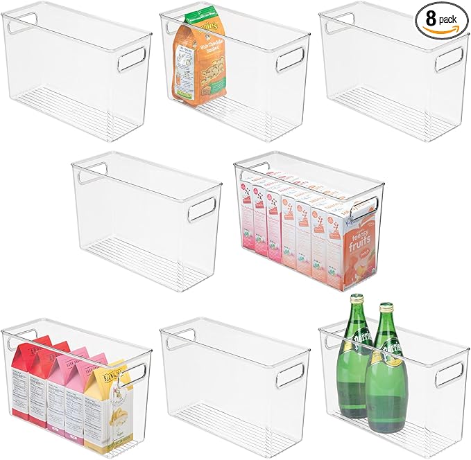 iDesign Tall Plastic Storage Bin with Handles for Fridge or Freezer - Set of 8 - Clear - Made in USA
