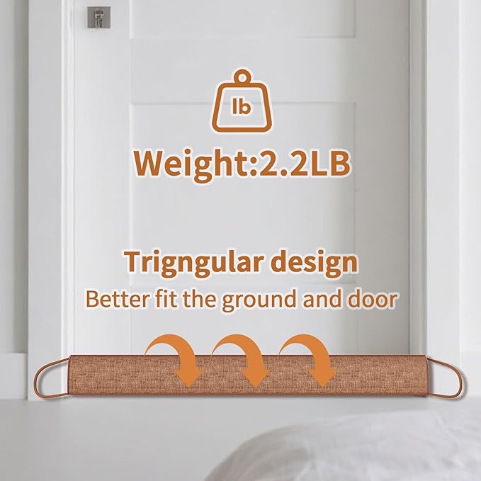 QUOLIX Triangle Under Door Draft Stopper Bottom Door Gap Filler & Seal Windproof Coating Cover Fits 30” to 36” Door Block Noise, Sound, Hot Air, Light, Bugs Easy Install Draft Blocker (32 inch-Brown)