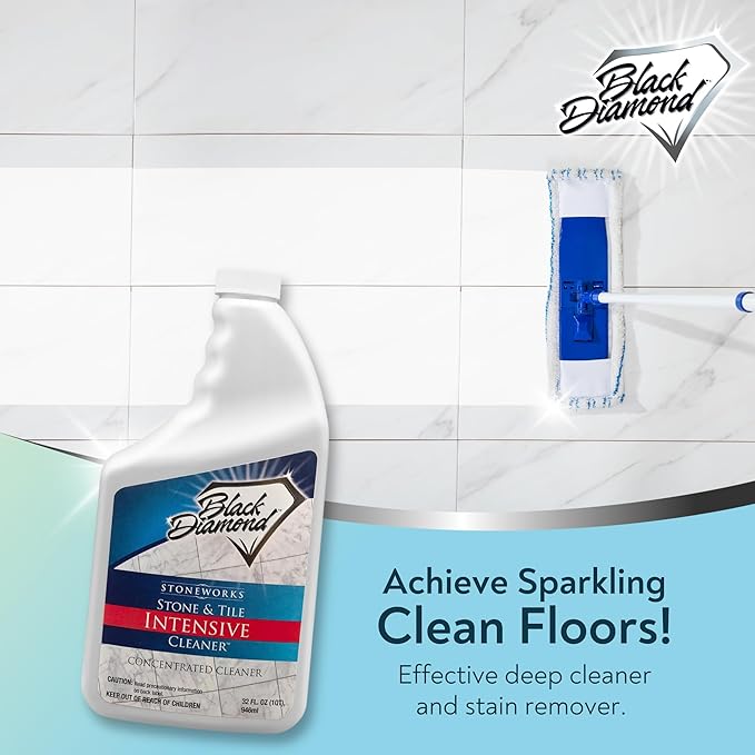 Black Diamond Stoneworks Stone & Tile Intensive Cleaner: Concentrated Deep Cleaner, Marble, Limestone, Travertine, Granite, Slate, Ceramic & Porcelain Tile. (1-Quart)