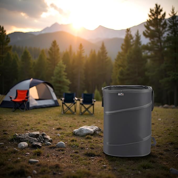 YUDI & GARDEN 46 Gallon Square Collapsible Yard Waste Bin｜Collapsible Trash Can｜Camping Trash Can, for Collecting Weeds or Yard and Party Waste