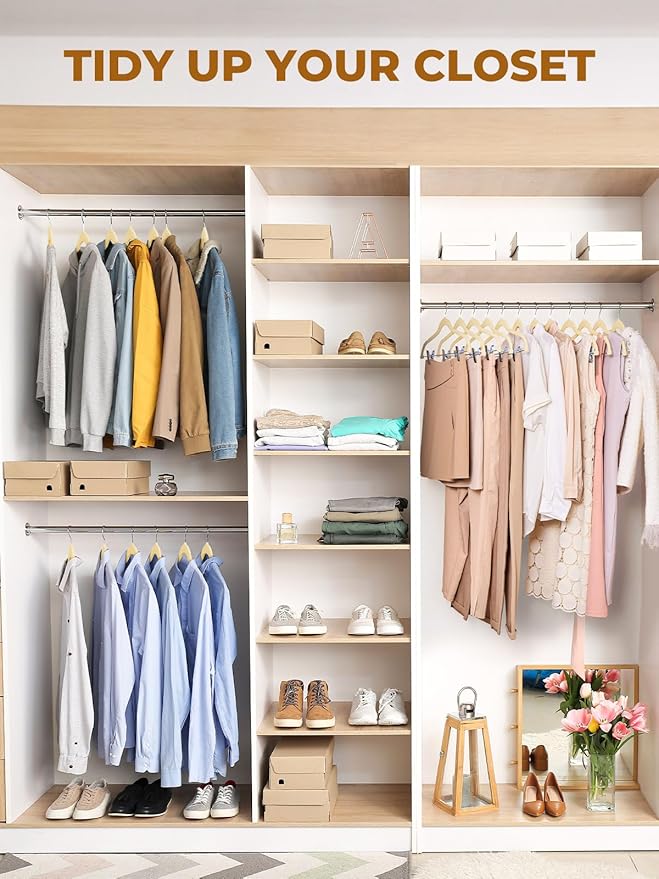 HOUSE DAY Velvet Skirt Hangers 36 Pack, Beige Velvet Pant Hangers with Adjustable Clips, Space Saving Slim Shorts Hanger, Heavy Duty Non Slip Clip Hanger for Pants, Skirts, Shorts