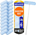 6 ft Extendable Duster Handle with 20 Pcs, Compatible with Swiffer, Disposable Microfiber Dusting Pads for Home Cleaning, Ceiling, Fan, Window, Hard-to-Reach Areas