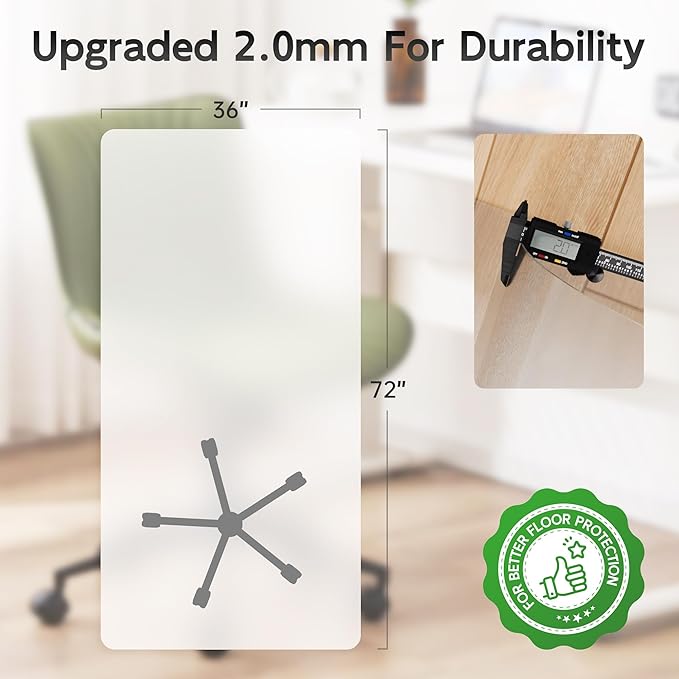 Office Chair Mat for Hardwood Floor, 72" x 36" Clear Computer/Desk Chair Mat for Hard Floor, Thicker, Easy Glide, Non-Slip, Protects Hard Surfaces from Scratches, Ideal for Home or Office