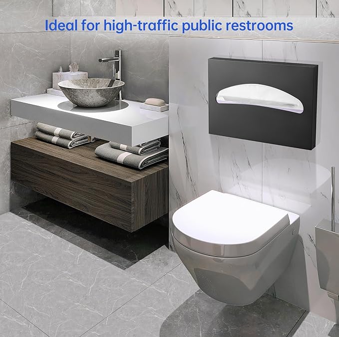 Toilet Seat Cover Dispenser Wall Mounted Stainless Steel Matte Black