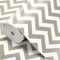 Glotoch Shelf Liner 12" x 20FT Non Adhesive Refrigerator, Kitchen, Drawer Liners, Waterproof and Durable Fridge Table Place Mats for Cupboard, Cabinet, Drawer Liner, Gray and White, Chevron