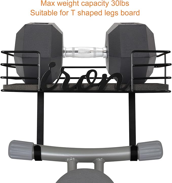 TJ.MOREE Ironing Board Hanger Wall Mount - Laundry Room Iron and Ironing Board Holder, Metal Wall Mount with Large Storage Black Wooden Base Basket and Removable Hook(Black)