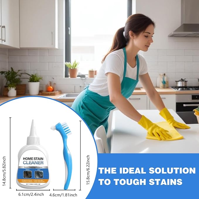 Home Stain Cleaner Gel, Washing Machine Cleaner with Brush, Deep Cleaning All-Purpose Gel for Washing Machine, Refrigerator Strips, Household Shower, Kitchen Sinks, Walls, Tiles, Bathrooms (100 ML)