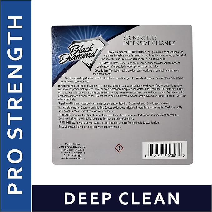 Black Diamond Stoneworks Stone & Tile Intensive Cleaner: Concentrated Deep Cleaner, Marble, Limestone, Travertine, Granite, Slate, Ceramic & Porcelain Tile.