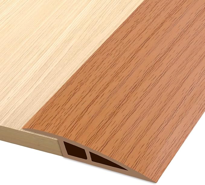 Vinyl Door Threshold Flooring Transition Strip Self Adhesive Carpet Edging Strip for Laminate Doorway Edge Threshold from 3/5" to 4/5" (Yellow Wood Grain, 6.6 Ft)