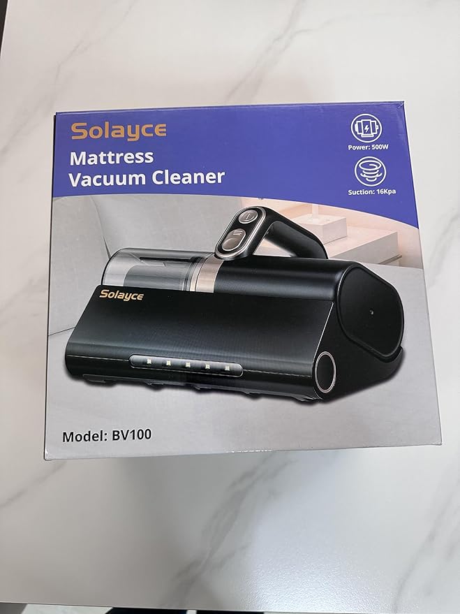 Bed Vacuum Cleaner, 16Kpa Suction 500W Powerful Double Cup Mattress Cleaner, Mattress Vacuum Cleaner with Dust Sensor, Ultrasonic & Heating Tech, HEPA Filter（Corded）