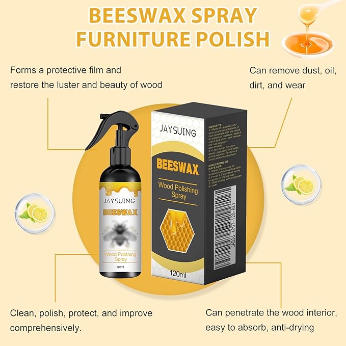 2PCS Natural Beeswax Care Spray & Restorer, The Original Beeswax Spray, Wood Seasoning Beewax For Furniture Floor, for Furniture, Floor, Tables, Cabinets