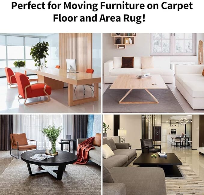 Ezprotekt 4 Pcs Rectangle Reusable Furniture Movers Sliders for Carpet, 9" x 2.5" Rectangle Furniture Moving Pads Carpet Sliders for Heavy Sofa Bed Fridge, Move Items Easily and Quickly (Beige)