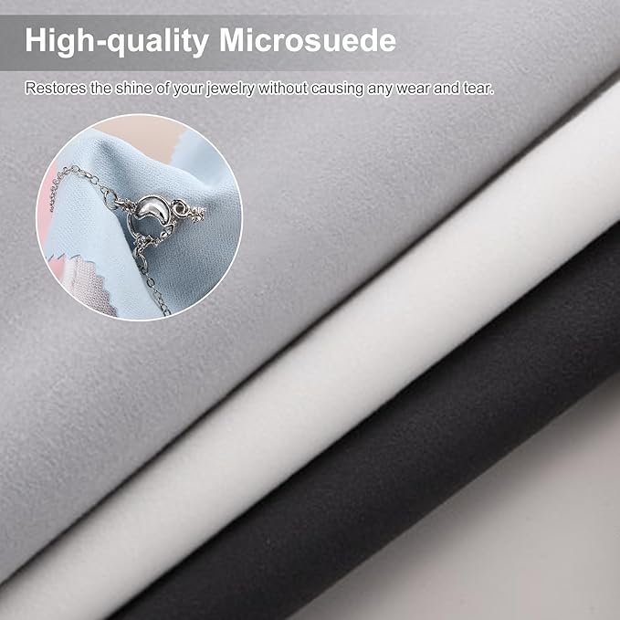 MECCANIXITY Jewelry Polishing Cloth 11.8x11.8 Inch Silver Polish Cleaning Cloths Jewelry Cleaner for Gold, Rings, Necklaces, Diamond, Bracelets, Pack of 2 (Gray）