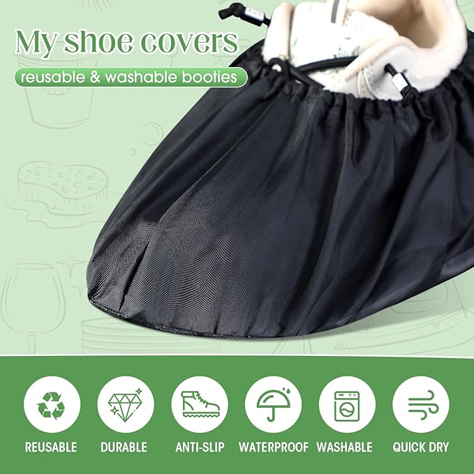 Frienda 8 Pairs Non Slip Reusable Shoe Covers Waterproof Boot Covers for Household Carpet Floor Protection Machine Washable (Medium)