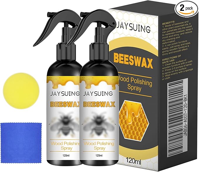 2PCS Natural Beeswax Care Spray & Restorer, The Original Beeswax Spray, Wood Seasoning Beewax For Furniture Floor, for Furniture, Floor, Tables, Cabinets