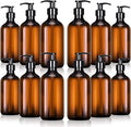 Tessco for you 12 Pack Amber Soap Dispenser Empty Plastic Pump Bottles Dispenser Refillable Shampoo for Hand Sanitizer Soap Cosmetic Lotion Body Wash Conditioner Bathroom Kitchen Travel (16.9 Oz)