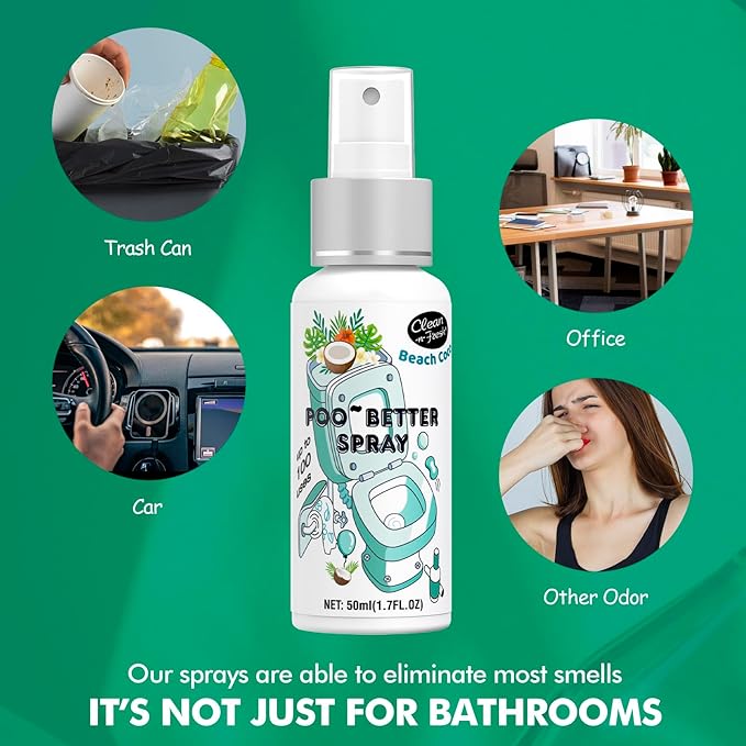 Clean-n-Fresh Toilet Spray, Variety 3 Pack - Ocean Mist/Eucalyptus/Beach Coco, Bathroom & Toilet Odor Elimination, Travel Size Toiletries, Total 5.1 Fl Oz