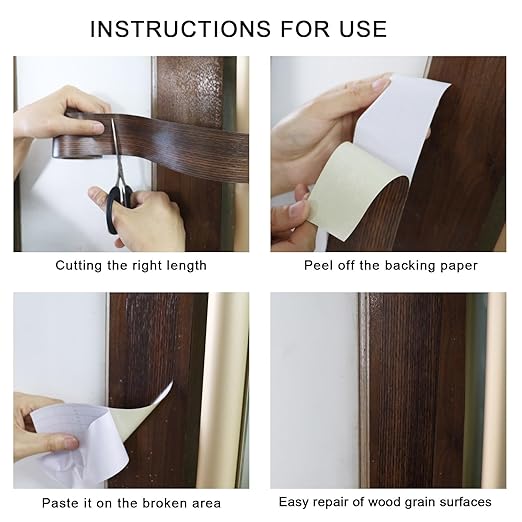 BOMEI PACK Wood Grain Repair Tape,Self Adhesive Repair Patch for Furniture, Floors, Cabinets, Windows, Doors, RV, Home Decor and DIY Projects (1, Walnut)