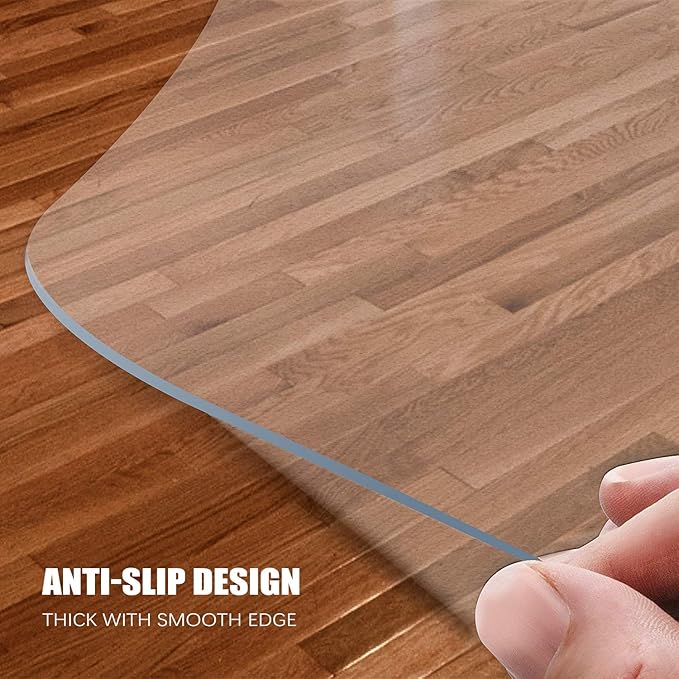Kuyal Clear Chair Mat, Hard Floor Use, 56" x 36" Transparent Office Home Floor Protector mat Chairmats (56" x 36" Rectangle)