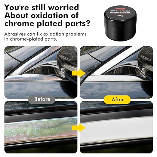Metal Polish Restorer and Protectant, Chrome Cleaner and Polish for Cars, Removes Oxidation and Discoloration from Metal, Aluminum, Stainless Steel, Brass, Chrome and More - 7Oz