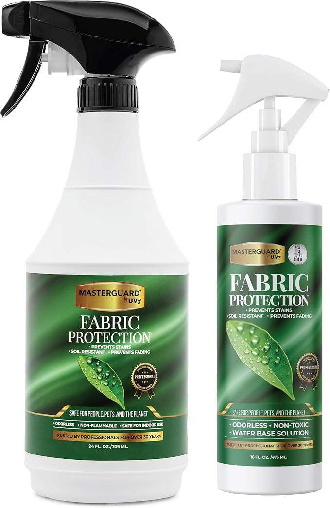 Fabric Protection Spray Water Based Solution - Natural Kid and Pet Safe Formula, Fabric Protector for Upholstery, Couch, Shoes, Jackets & Outdoor Furniture - Waterproof & Stain Resistant - 16 oz