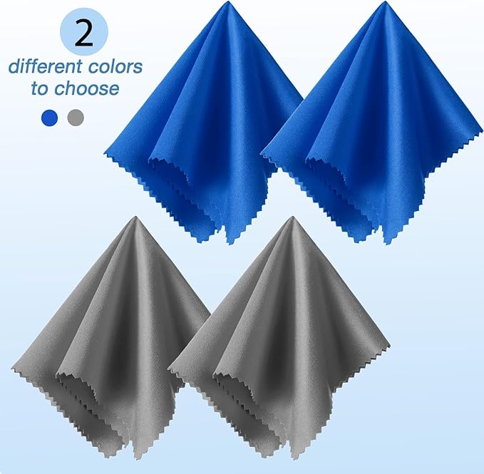 Frienda 12 Pack Large Microfiber Glass Cleaning Cloths 12 x 12 Inch Oversized Sunglasses Cleaning Cloths for Electronics Glasses Screens and Lenses(Blue,Deep Gray)