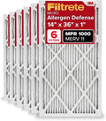 Filtrete 14x36x1 AC Furnace Air Filter, MERV 11, MPR 1000, Micro Allergen Defense, 3-Month Pleated 1-Inch Electrostatic Air Cleaning Filter, 6 Pack (Actual Size 13.88x35.9x0.81 in)