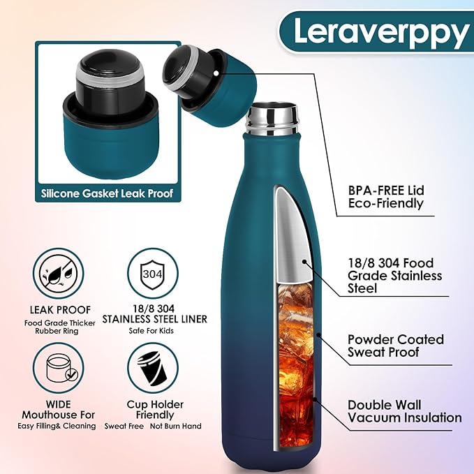 17oz Cola-Bottle Shaped Stainless Steel Leak-proof Water Bottle,Double Wall Vacuum Insulated Metal,Travel Mug For Sports Indoors & Outdoors,BPA-Free School Kids Flasks,Mix(8 Pack)