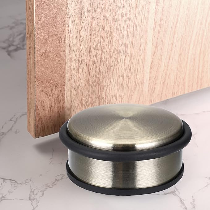 Sumnacon Heavy Duty Floor Door Stopper No Drill, Durability Stainless Steel Door Stops with Anti-Skid Rubber - Contemporary Decorative Safety Doorstop for Home Office Commercial Industrial, Bronze