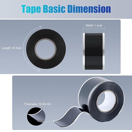 Lichamp Seal Self Fusing Silicone Tape, 1 Inch x 10 Feet x 10 Rolls, Total 100 Feet for Plumbing Leak Repair and Electric Wire Wrapping Tape