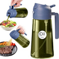 YARRAMATE 16oz/470ml Dark Green Oil Sprayer for Cooking with Stickers, Food-grade Premium 2 in 1 Olive Oil Dispenser Bottle for Kitchen Gadgets, Air Fryer, Salad, Frying, BBQ (Navy)