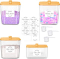 efluky 4 Pack Laundry Pods Container & Dryer Sheet Holder Set,Clear Laundry Room Organization Containers with Bamboo Lids and Labels,Laundry Pods Holder for Scent Booster,Powder,Pod