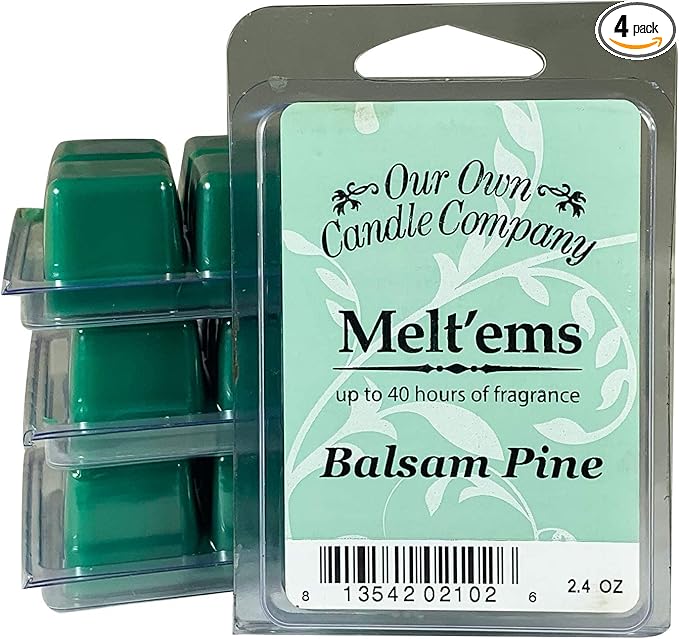 Our Own Candle Company Premium Wax Melt, Balsam Pine, 6 Cubes, 2.4 oz (4 Pack)