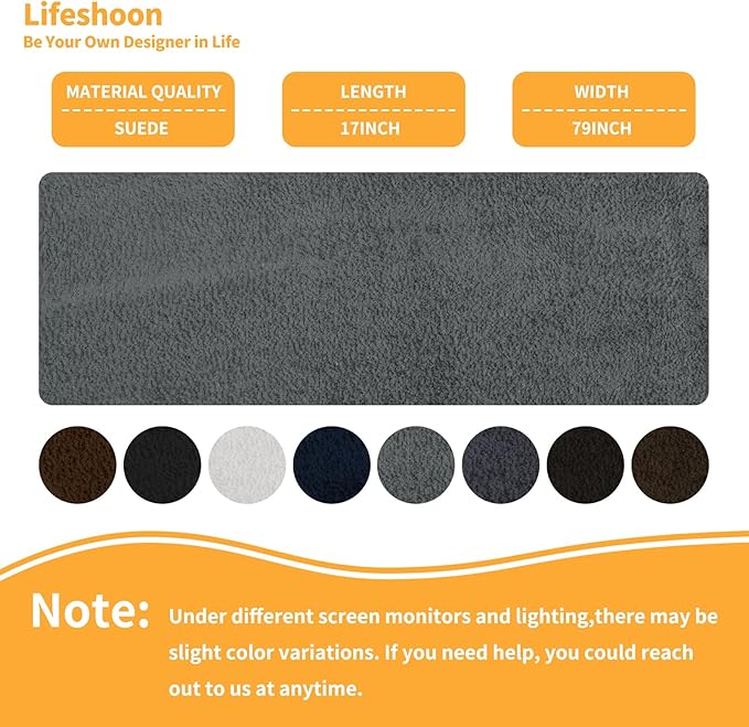 Fabric Repair Patches, 17X79 Inch Self-Adhesive Suede Patches Tape Durable, DIY Large Fabric Repair for Sofa, Couches, Furniture, Chair, Clothing （17X79 Inch, Dark Grey）