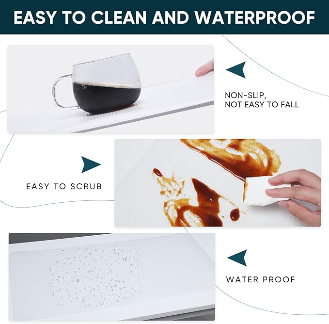 Shelf Liners for Kitchen Cabinets Non-Adhesive & Washable,Non Slip Cabinet Liners for Shelves Waterproof & Oil Proof,Clear Plastic Drawer Liner,Easy to Cut & Food-Grade EVA 17.5'' x 20' x 2 Rolls CT-1
