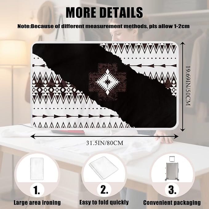 Aztec Print Ironing Mat Portable Ironing Pad Blanket for Table Top Heat Resistance Foldable Lightweight 32 x 16 Inch Small Ironing Pads for Washer,Dryer,Countertop