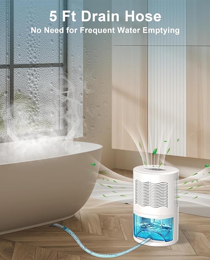 Dehumidifier, Dehumidifier for Home, 68 OZ Water Tank, Small Dehumidifiers for Bedroom (800sq.ft) with 7 LED Lights, Ultra Quiet & Auto Shut off, Bathroom, Basement, Closet, Garage, RV. (White)