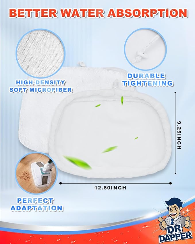 DR DAPPER 2 Pack SMP01 Steam Mop Replacement Pads Compatible with Kenmore SM2060 S200 Series – Washable Mop Pads & Steam Mops Pad for Hardwood Floors